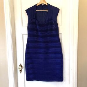 R&M Richards size 12 Royal Blue Pleated Pin-tucks Formal Party Evening Dress